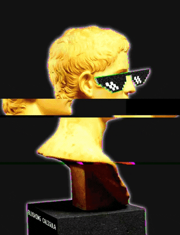 Let’s talk about Diabetes. Goldene Büste mit Sonnenbrille.