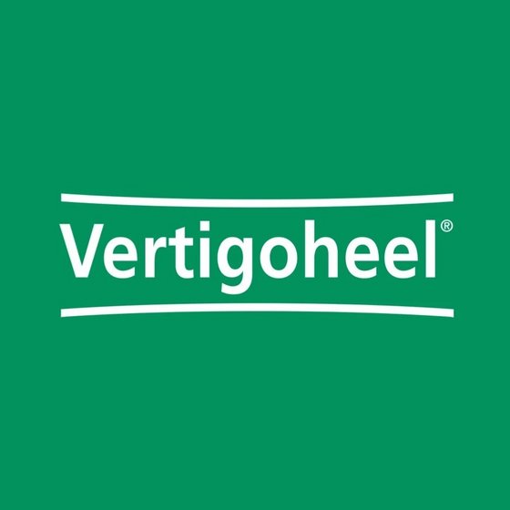 Vertigoheel Logo auf grünem Hintergrund